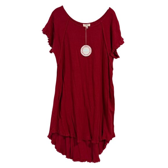 Umgee Red Linen Blend Pocket Dress NWT Size S - Picture 1 of 10